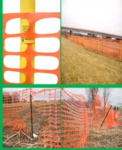 The top two pictures show the barrier sleeve holding plastic safety fence. The bottom two show what happens when you don't use